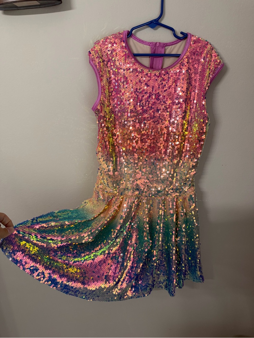 Weissman Pink to Blue Sequin Ombre Dance Dress costume - Picture 3 of 8